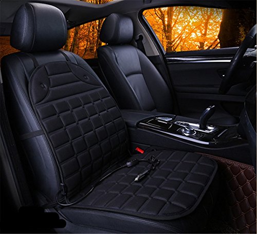 Fochutech Automotive 12V Heated Car Seat Cushion Cover Heater Pad Comfortable Adjustable Temperature Heating Warmer Winter Grid (Single Seat Gray)