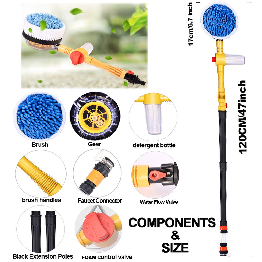 Fochutech Car Wash Brush, Car Cleaning Kit, 360° Spin Mop, Microfiber  Cleaning Brush, Detachable & Extendable Scrub Brush, Garden Hose Spray  Nozzle Spray Gun For Car Home Cleaning & Garden Use